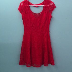 Red Flower Sweetheart Dress with Heart Back